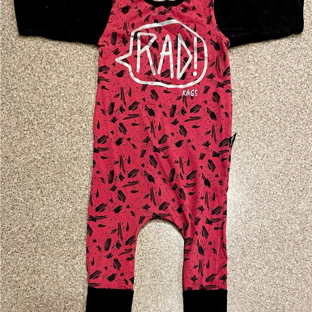 Rags Red and Black Graphic Baby Romper